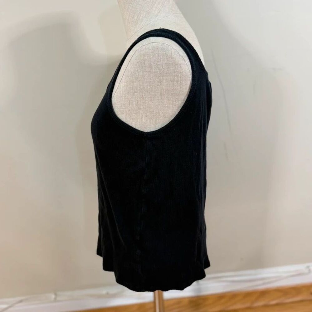 Madewell Ribbed Square-Neck Tank Top Black M Cotton - Picture 3 of 9